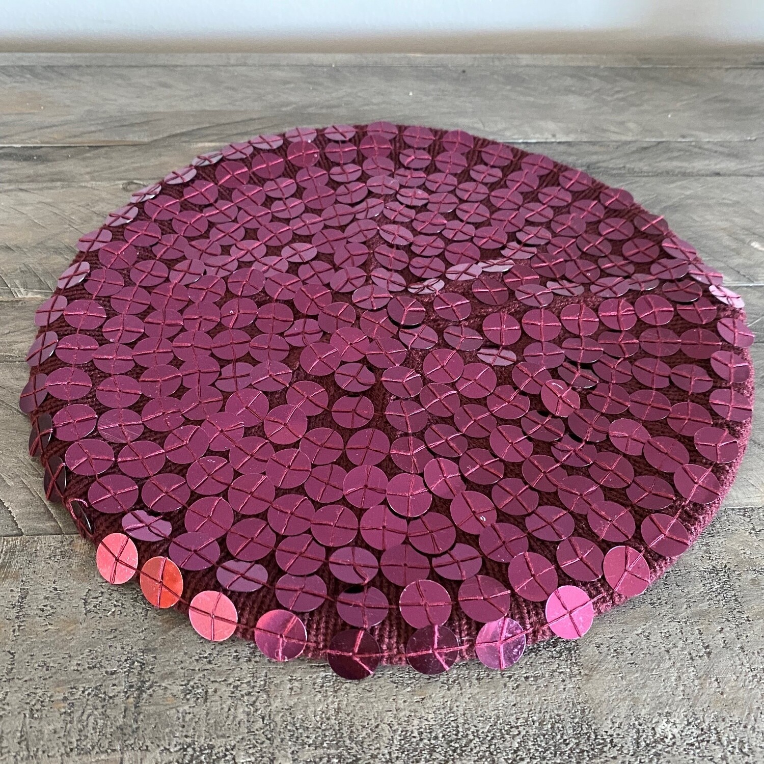 Raspberry beret/snood - super sized sequins