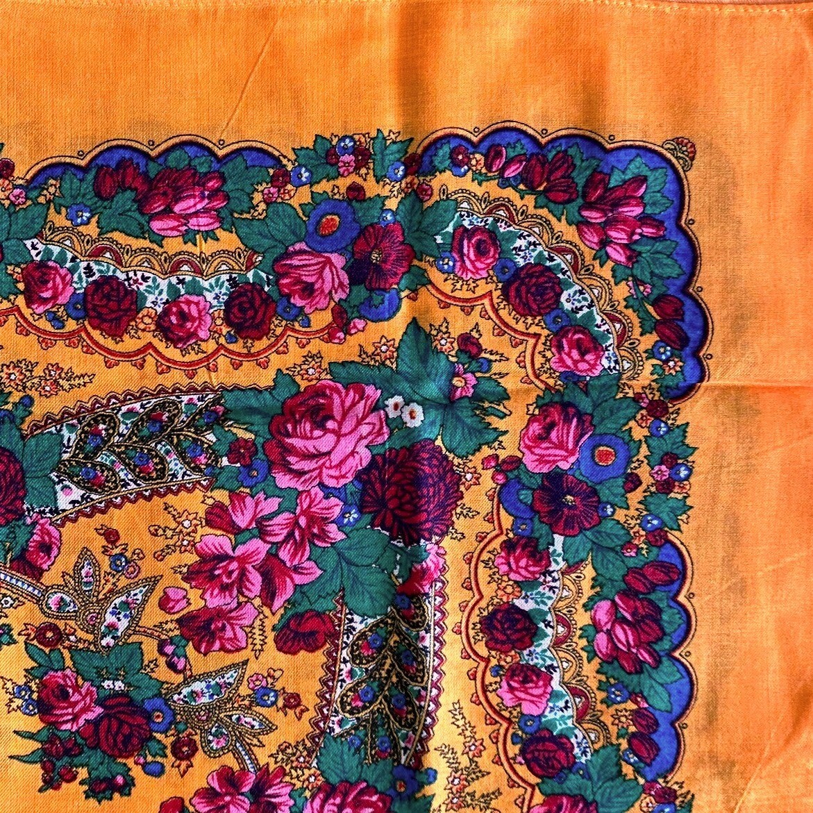Orange vintage tichel (pattern#2)