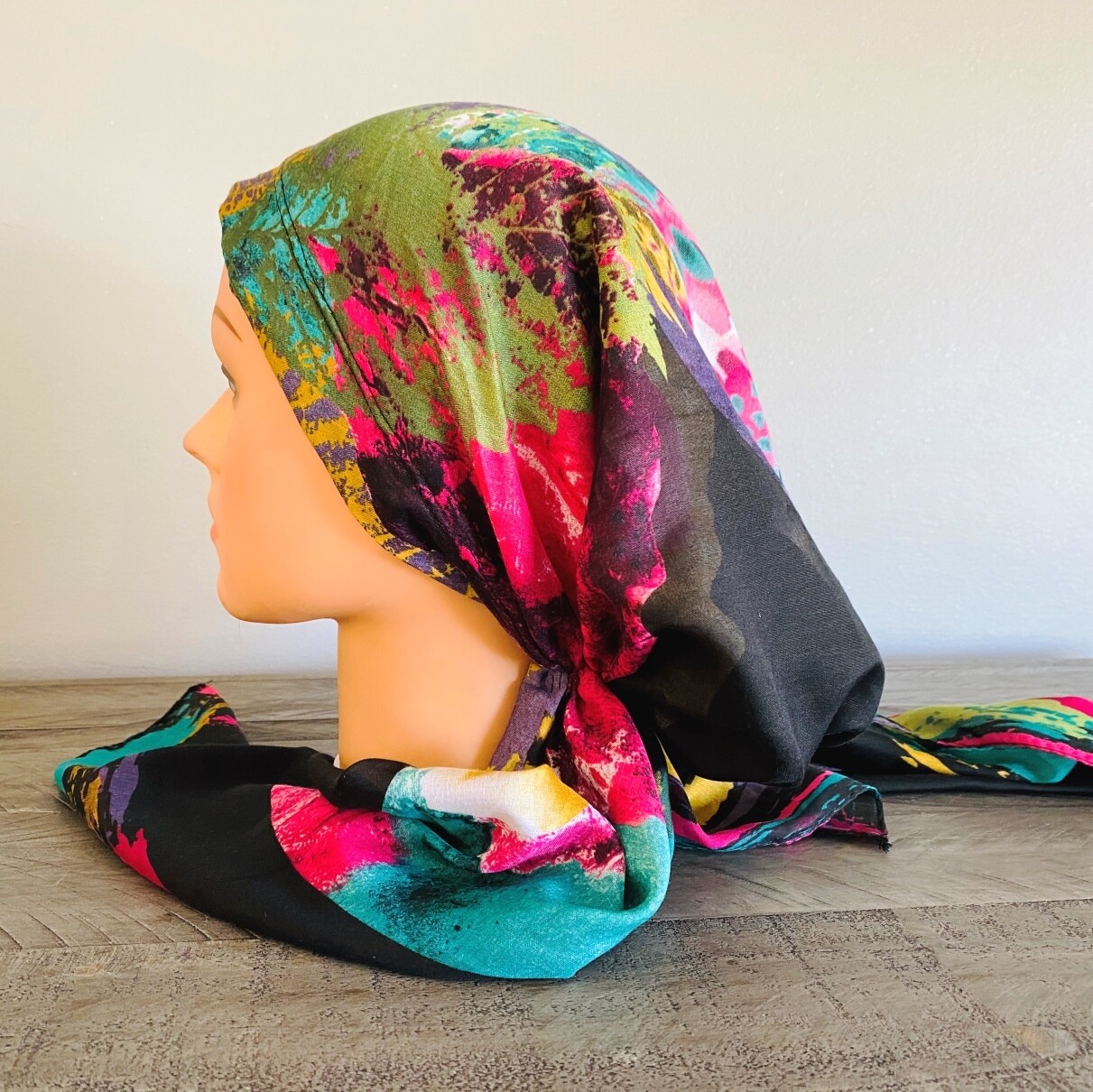 Black pretty pattern pretied Turkish Tichel