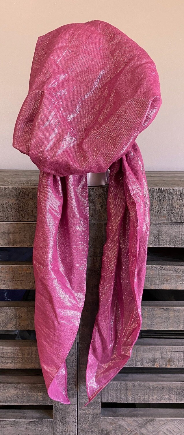 Dark raspberry solid shimmer pretied tichel