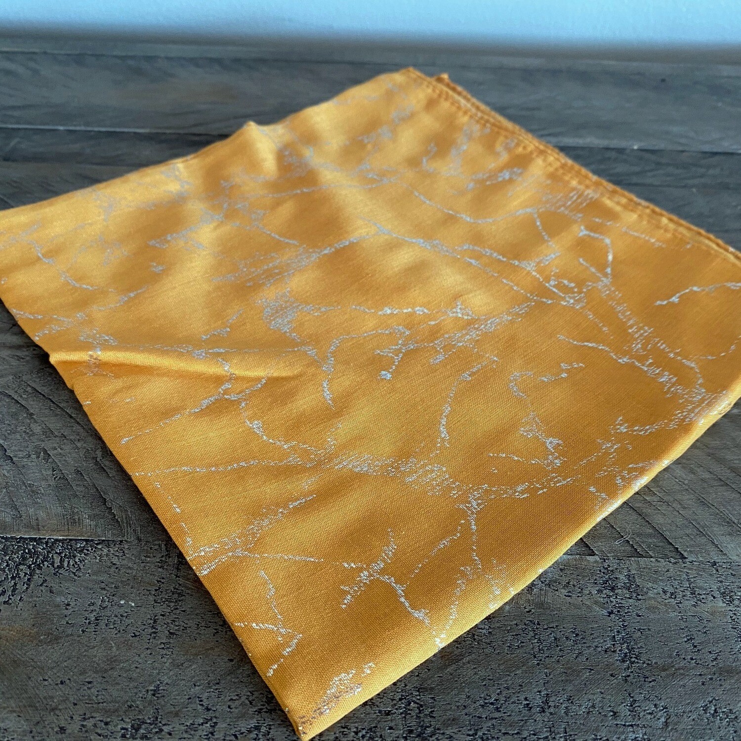 Mustard - metallic silver marble pattern tichel