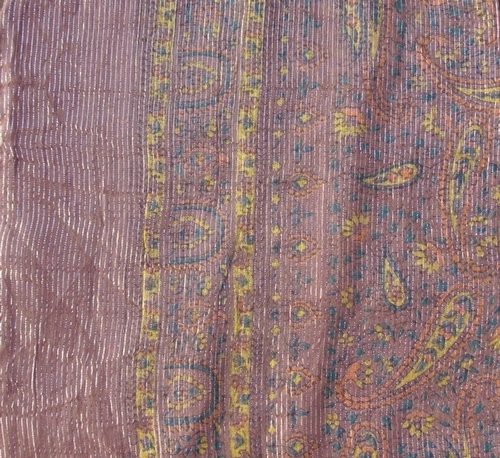 Light brown thin line fancy cotton tichel