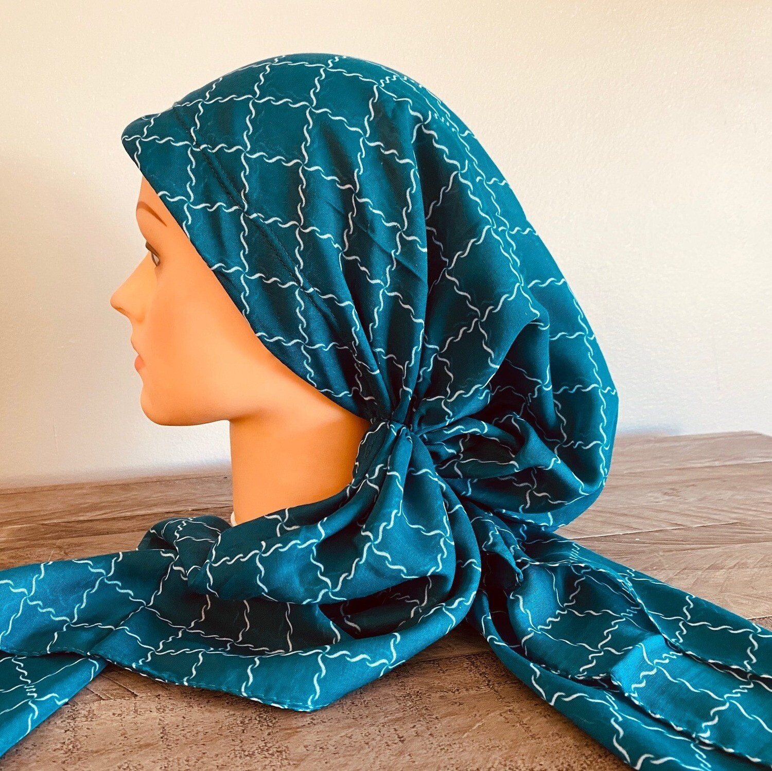 Teal pretied Turkish Tichel