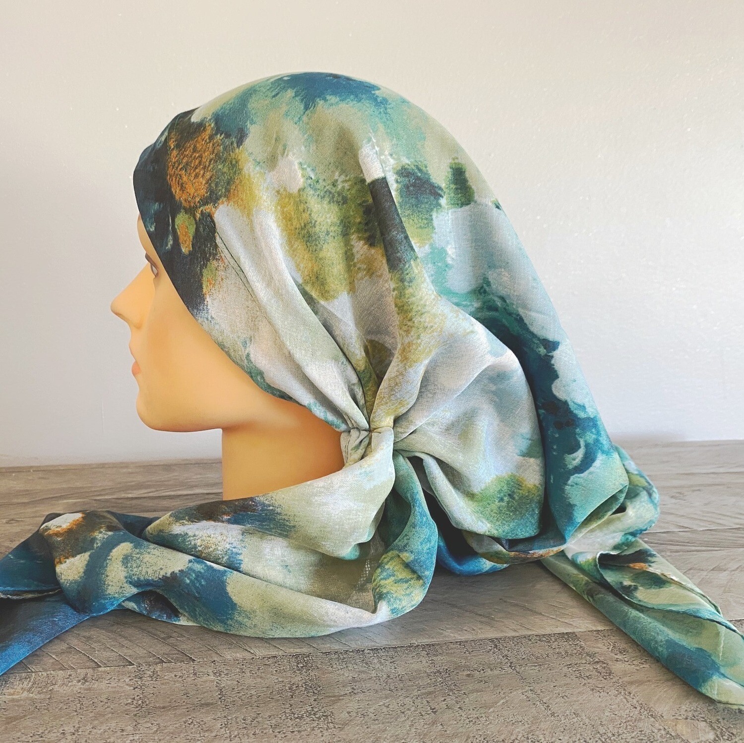 Green pretied Turkish Tichel