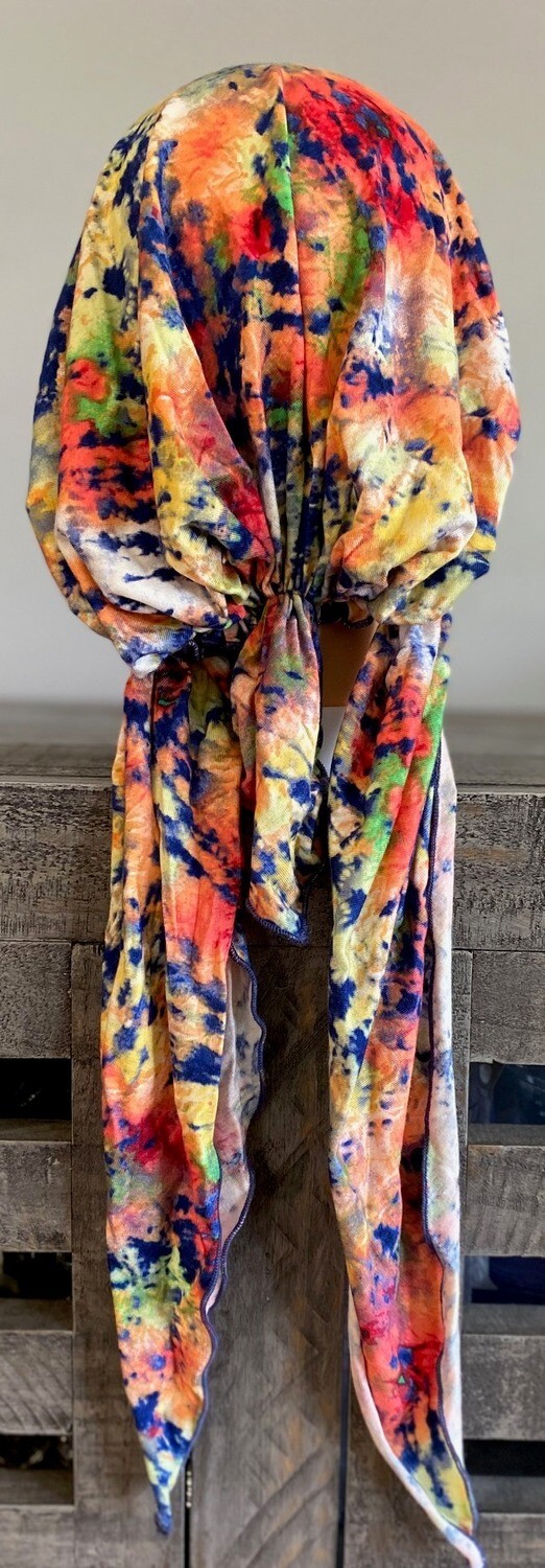 Tie dyed w/orange - pre-tied tichel