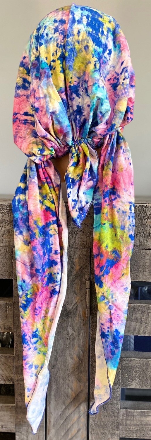 Tie dyed w/blue - pre-tied tichel