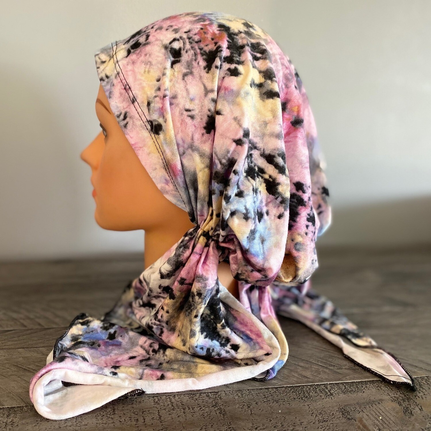 Tie dyed w/pink - pre-tied tichel