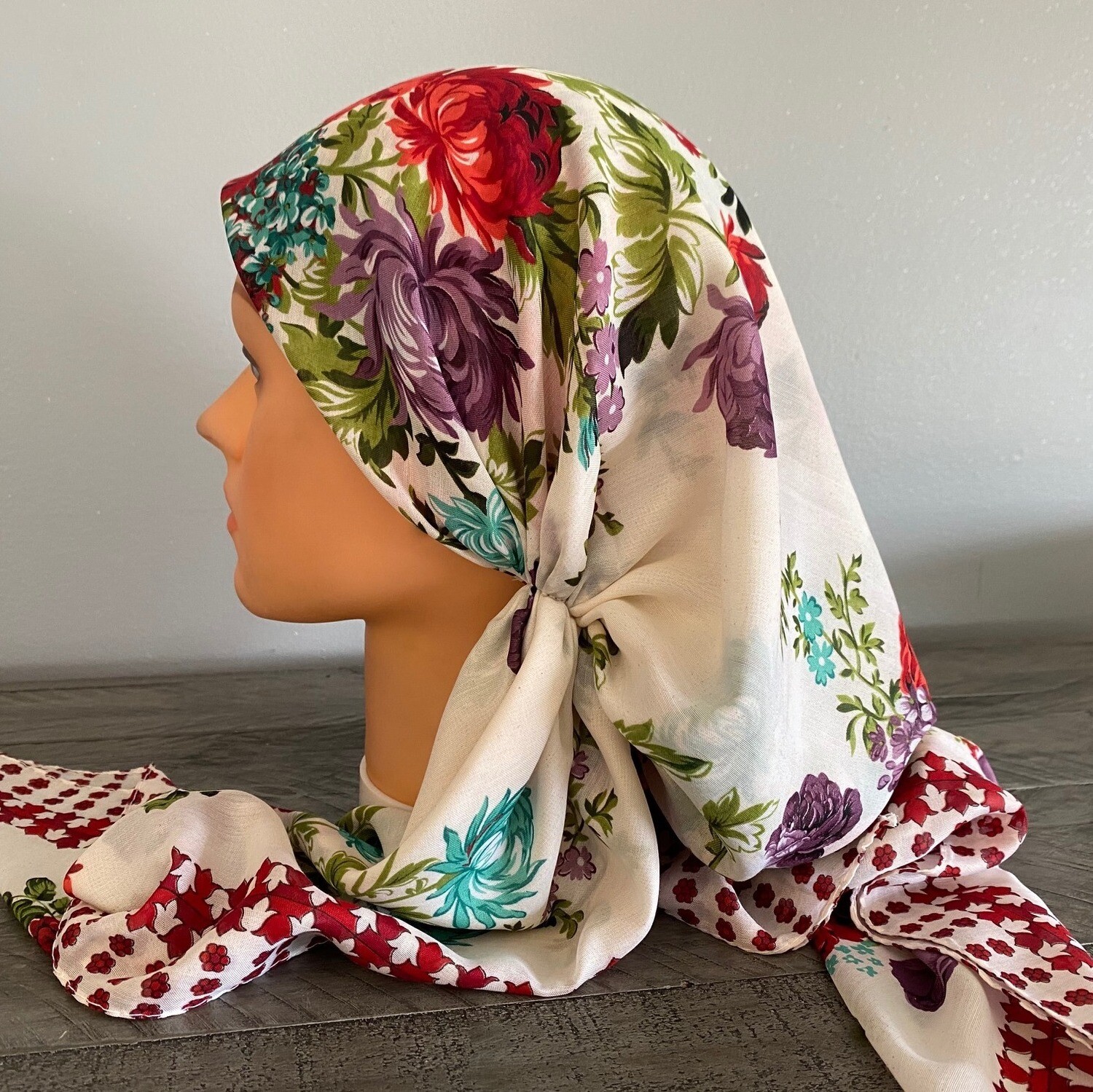 Soft white pretied Turkish Tichel