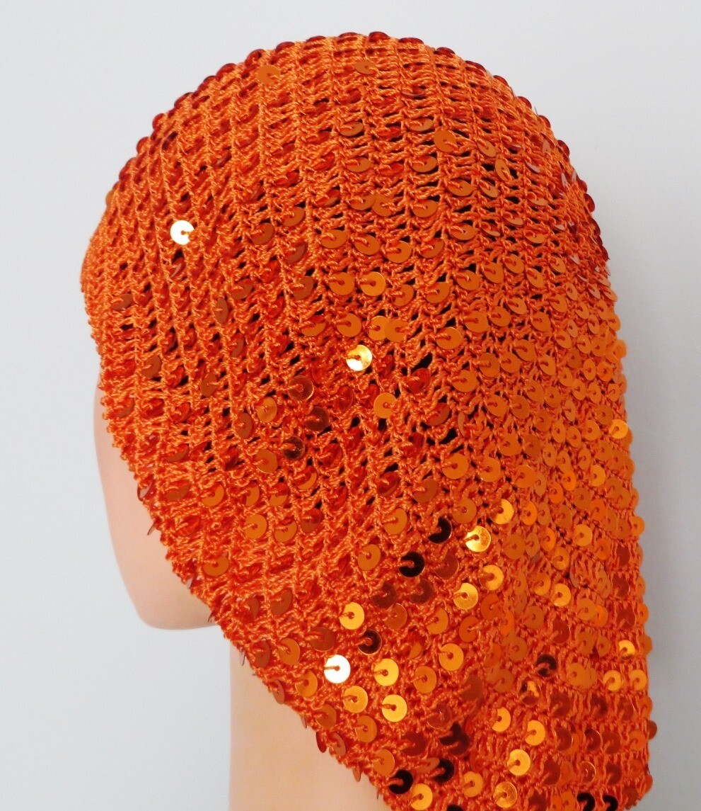 Sequin snood tangerine orange