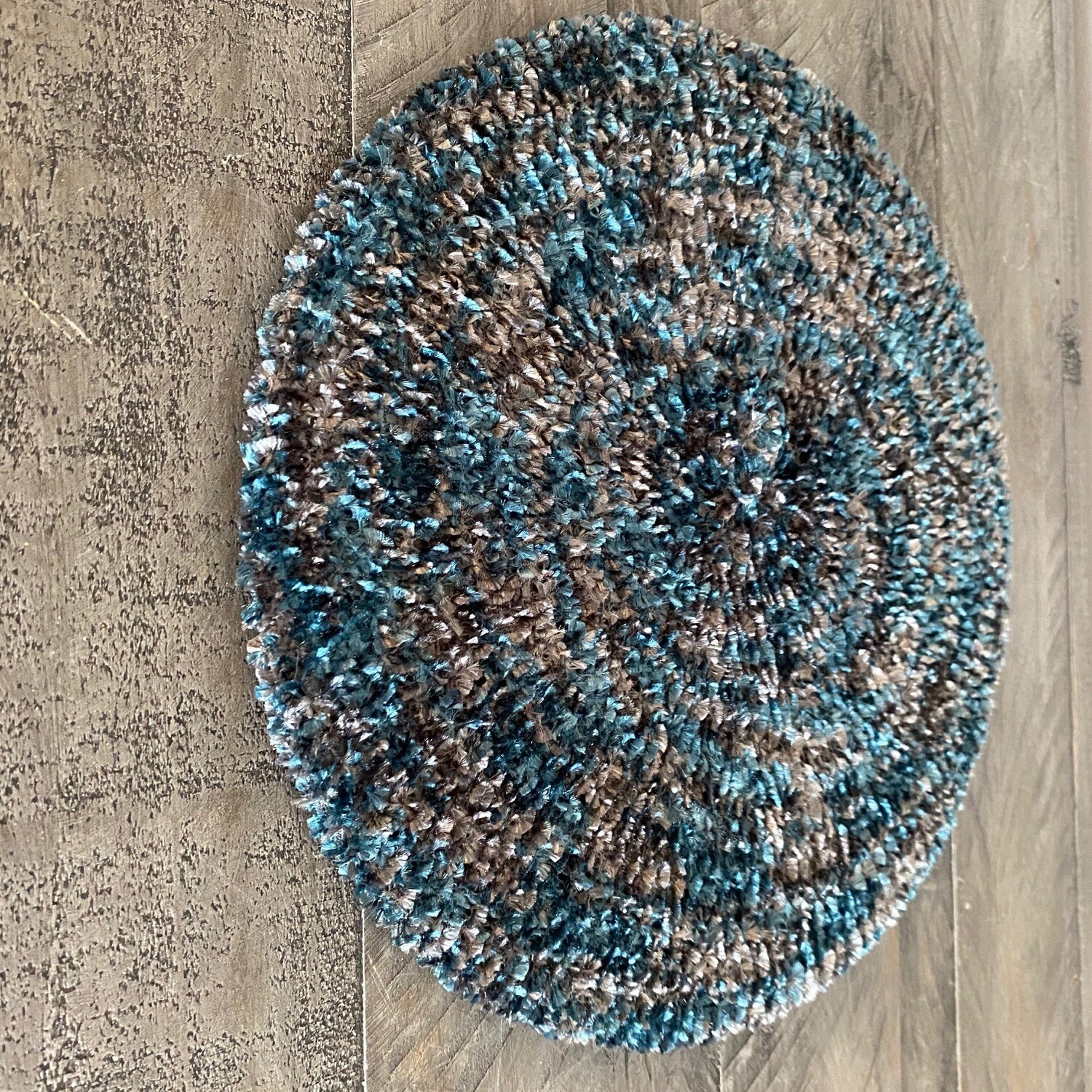 Two tone teal/gray unlined chenille snood