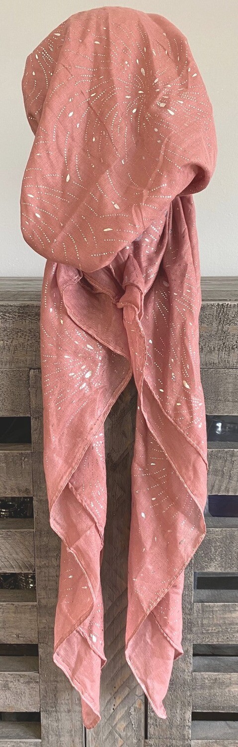 Mauve/silver - fireworks pre-tied tichel