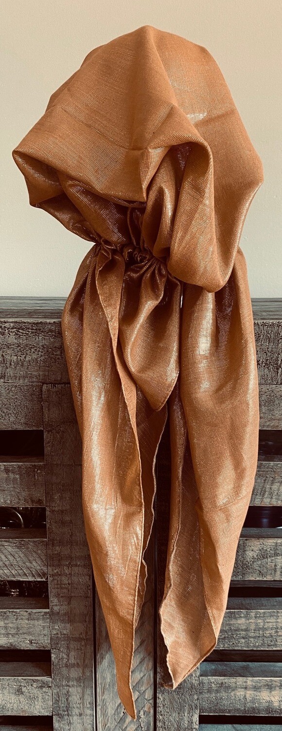 Camel solid shimmer pretied tichel