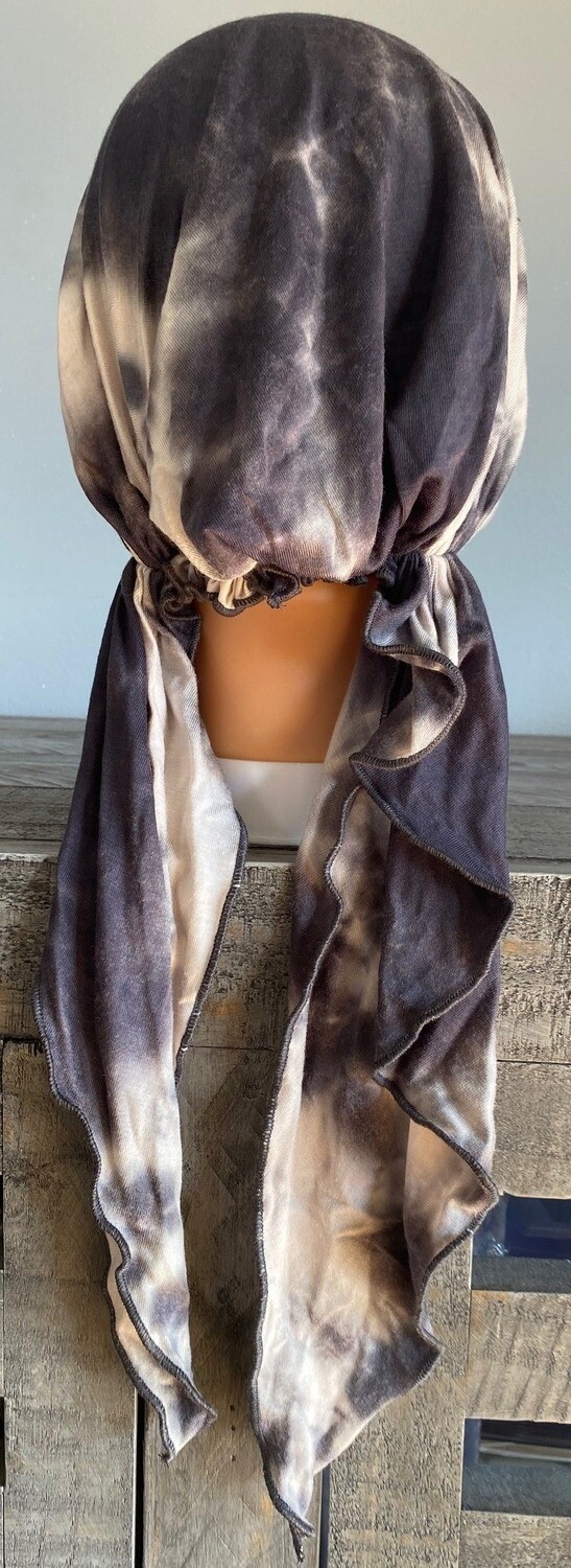 Gray tie dyed pre-tied tichel