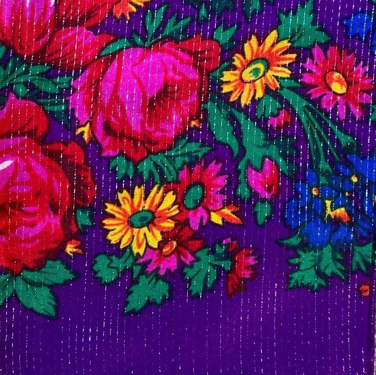 Purple vintage tichel w/gold threads