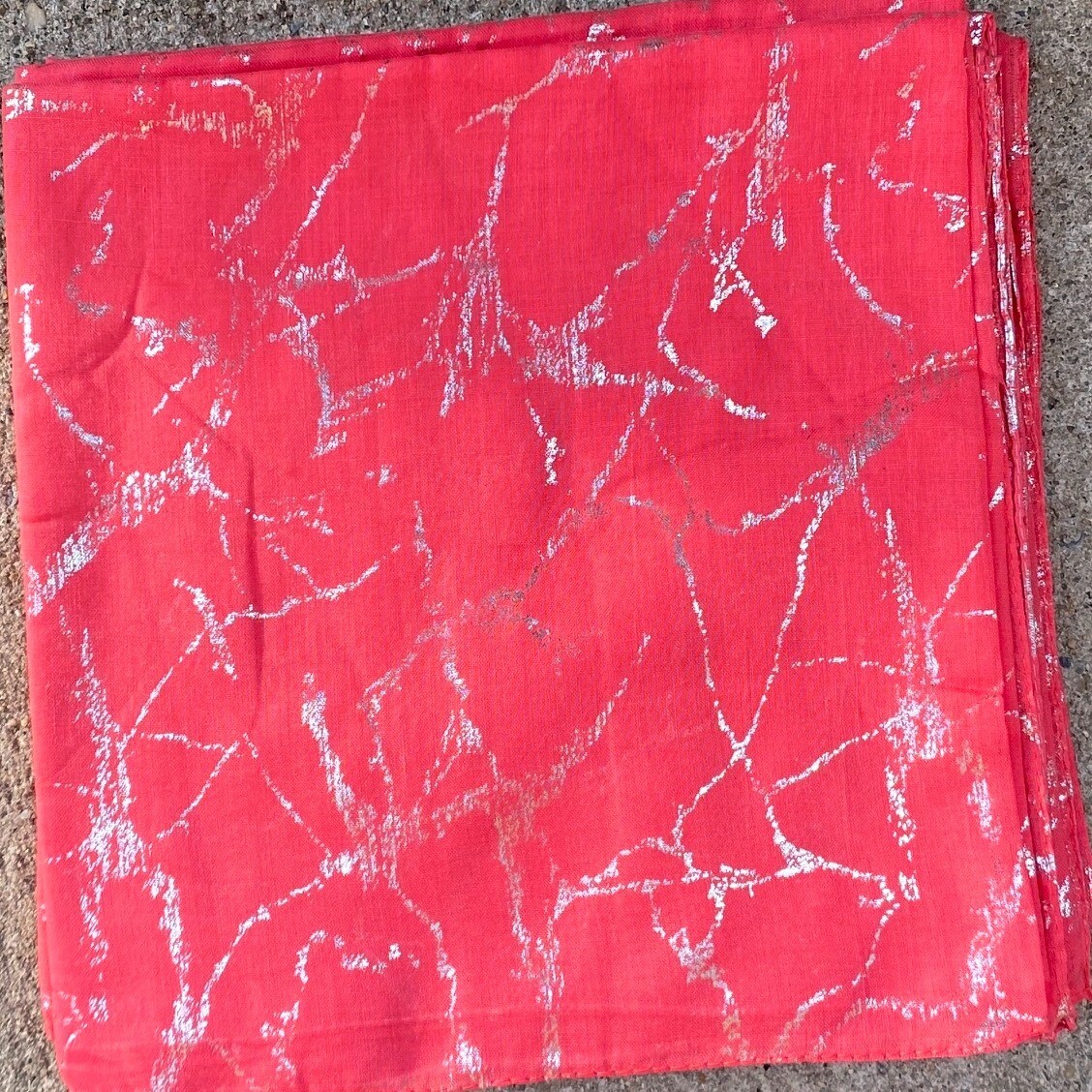 Coral -Silver marbled pattern tichel