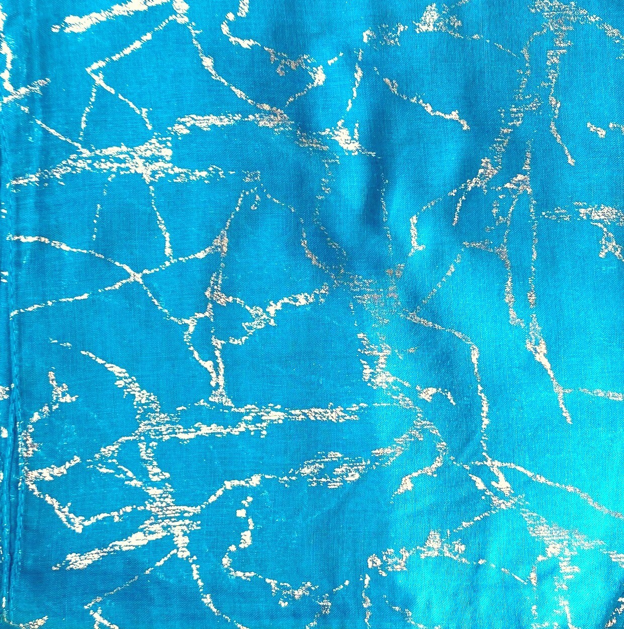 Turquoise - metallic silver marbled pattern tichel