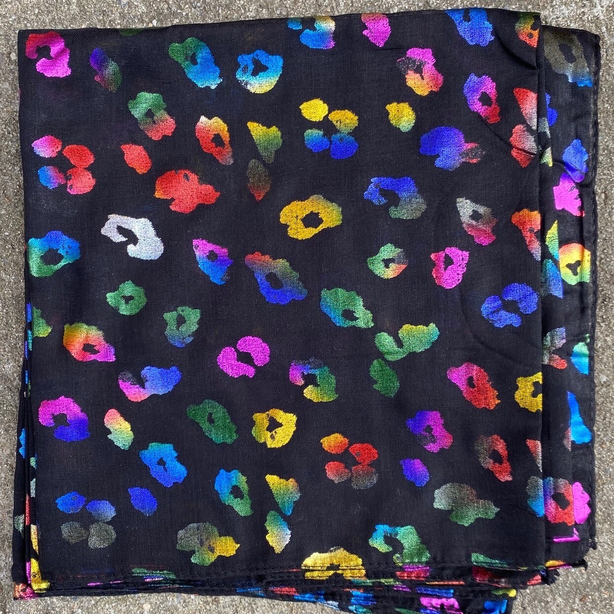 Black - colorful metallic leopard spotted tichel