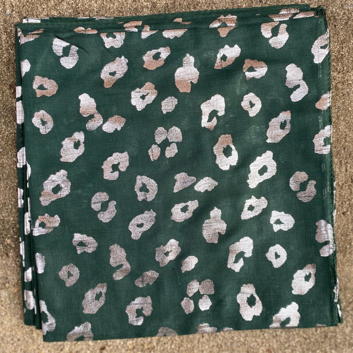 Green - silver metallic leopard spotted tichel