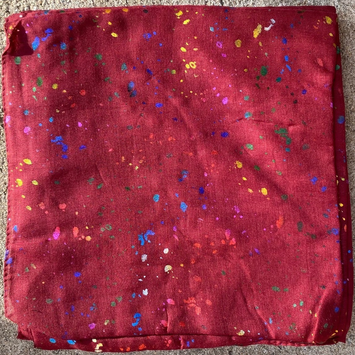Cranberry - colorful metallic paint splattered tichel