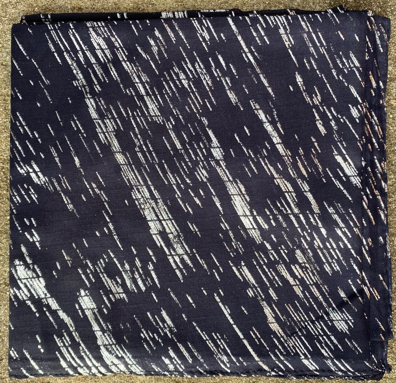 Metallic silver streaked tichel - navy