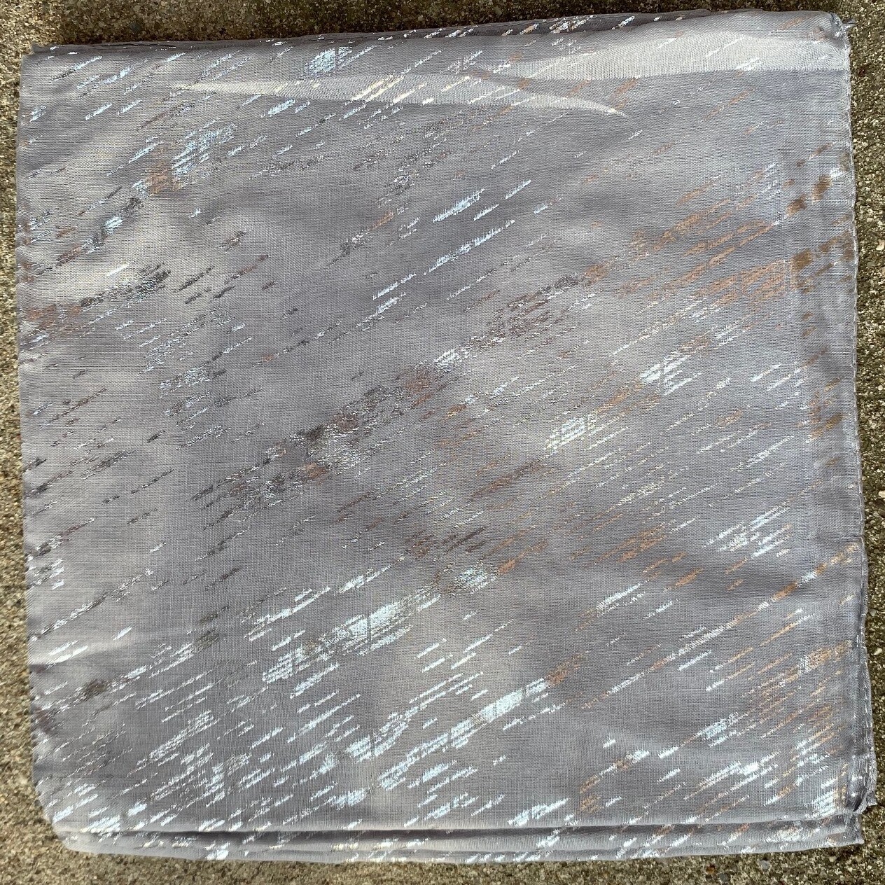 Metallic silver streaked tichel - light gray