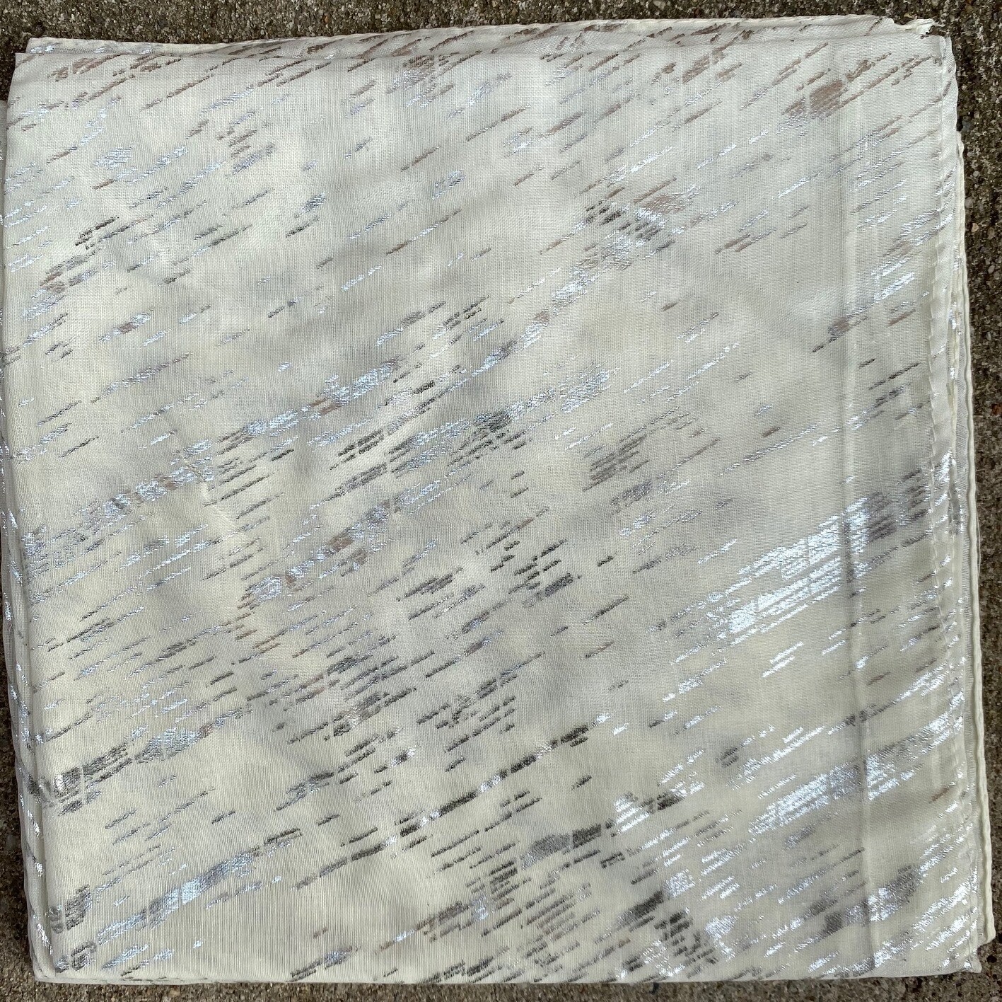 Metallic silver streaked tichel - soft white