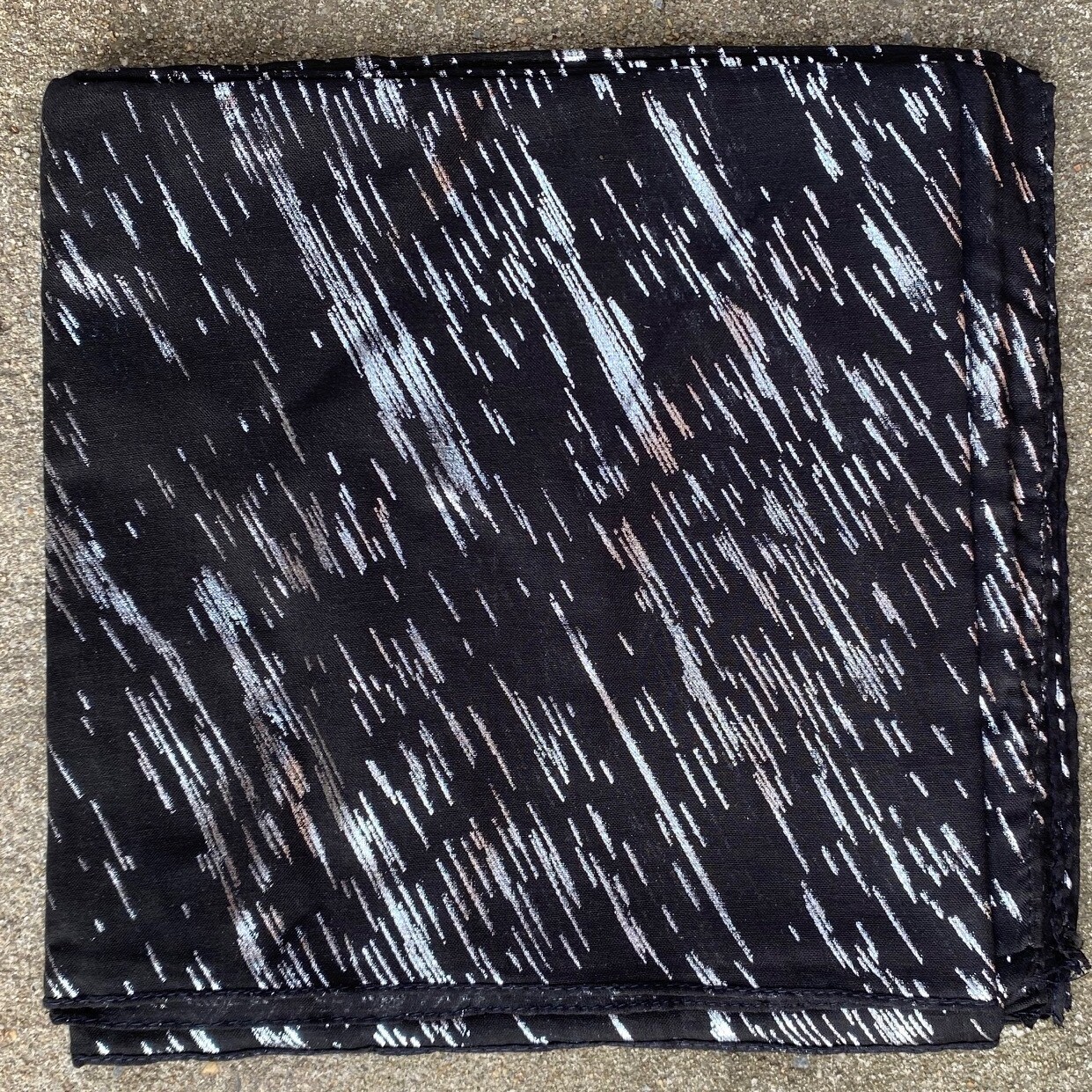 Metallic silver streaked tichel - black