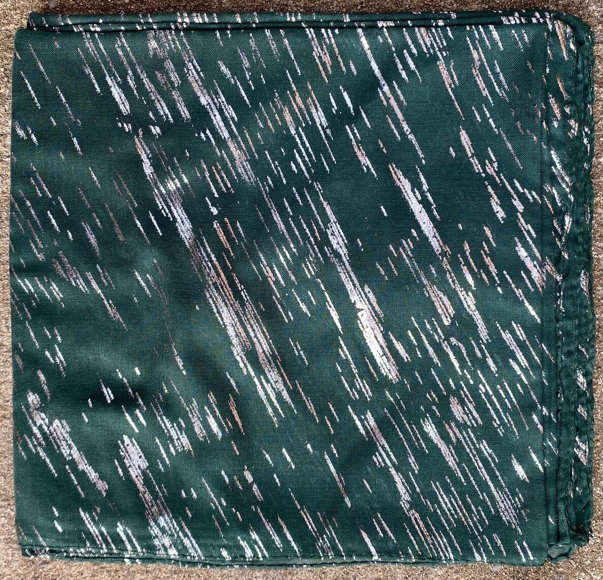Metallic silver streaked tichel - green