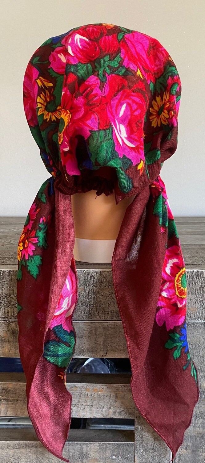 Pre tied tichel vintage style maroon