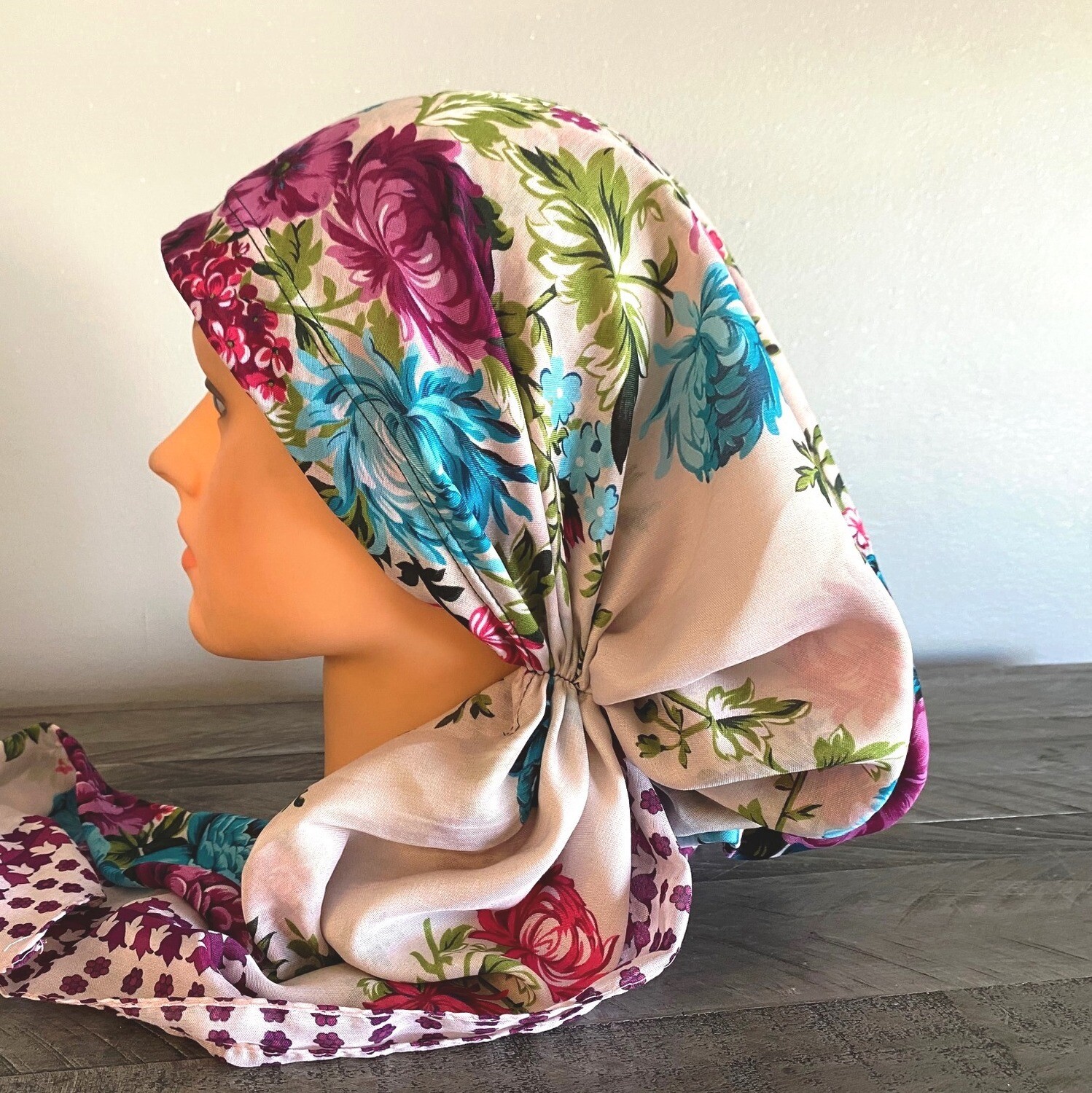 Very Light pink pretied Turkish Tichel w/band sewn in