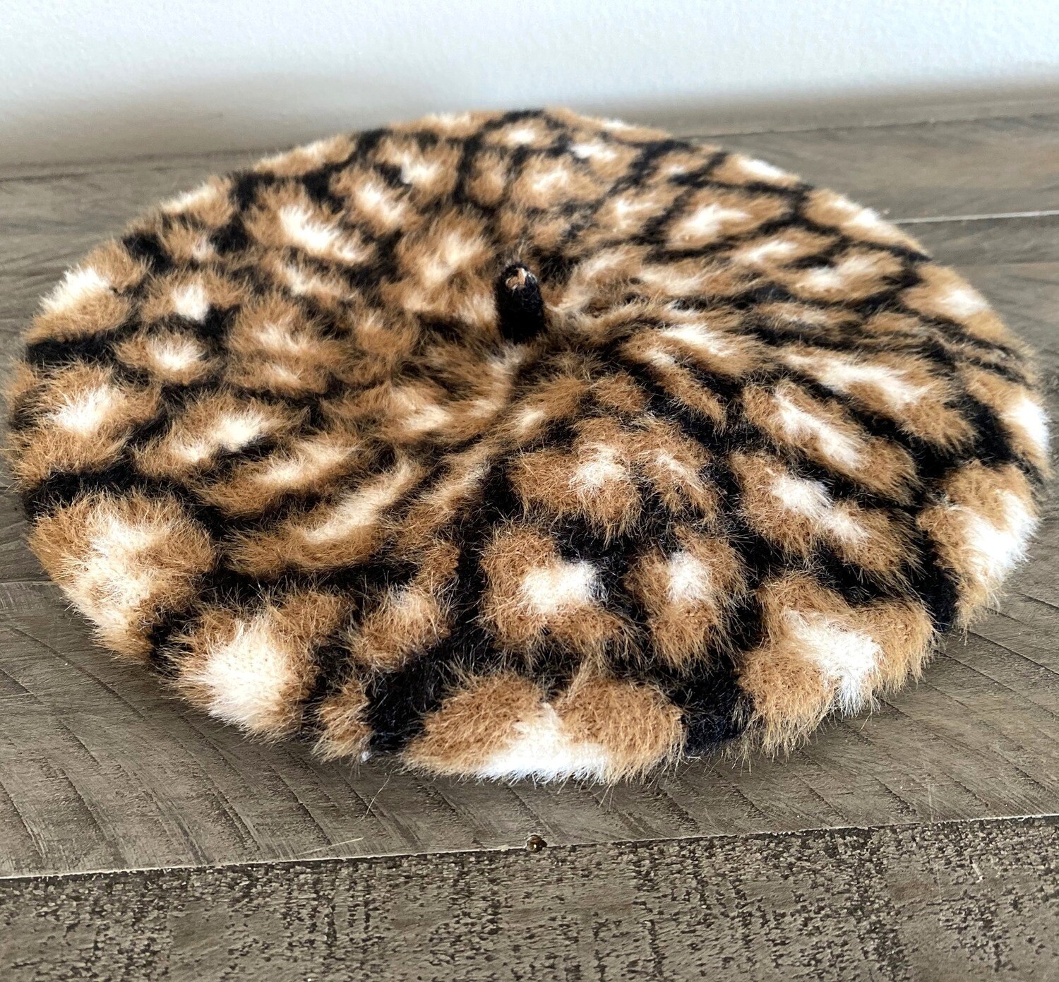 Animal print beret