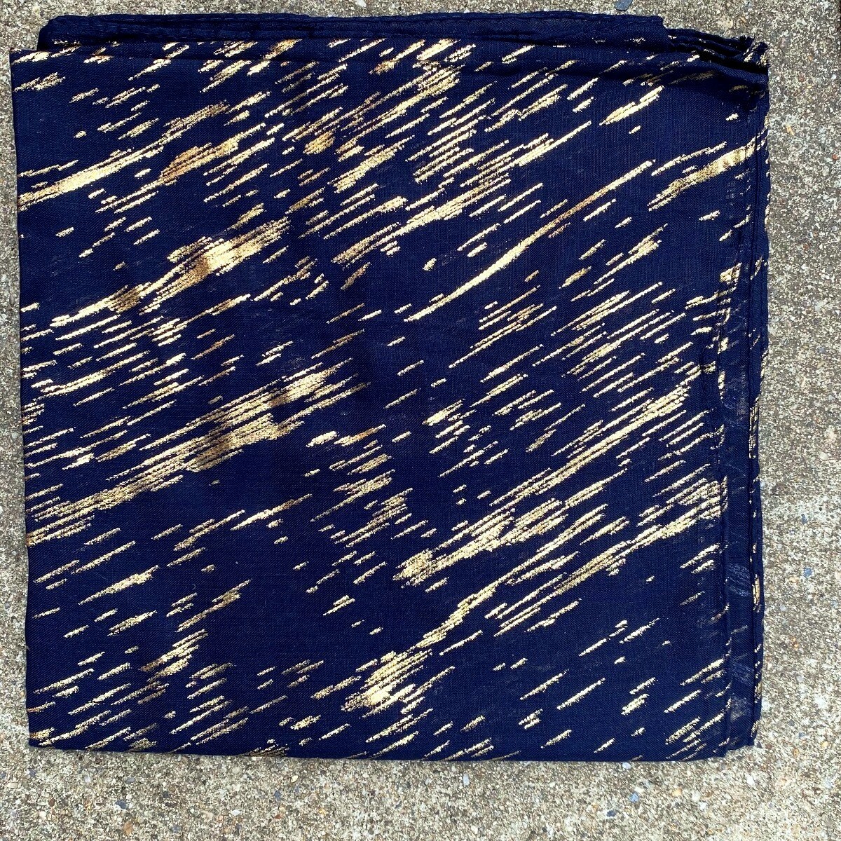 Metallic gold streaked tichel - navy