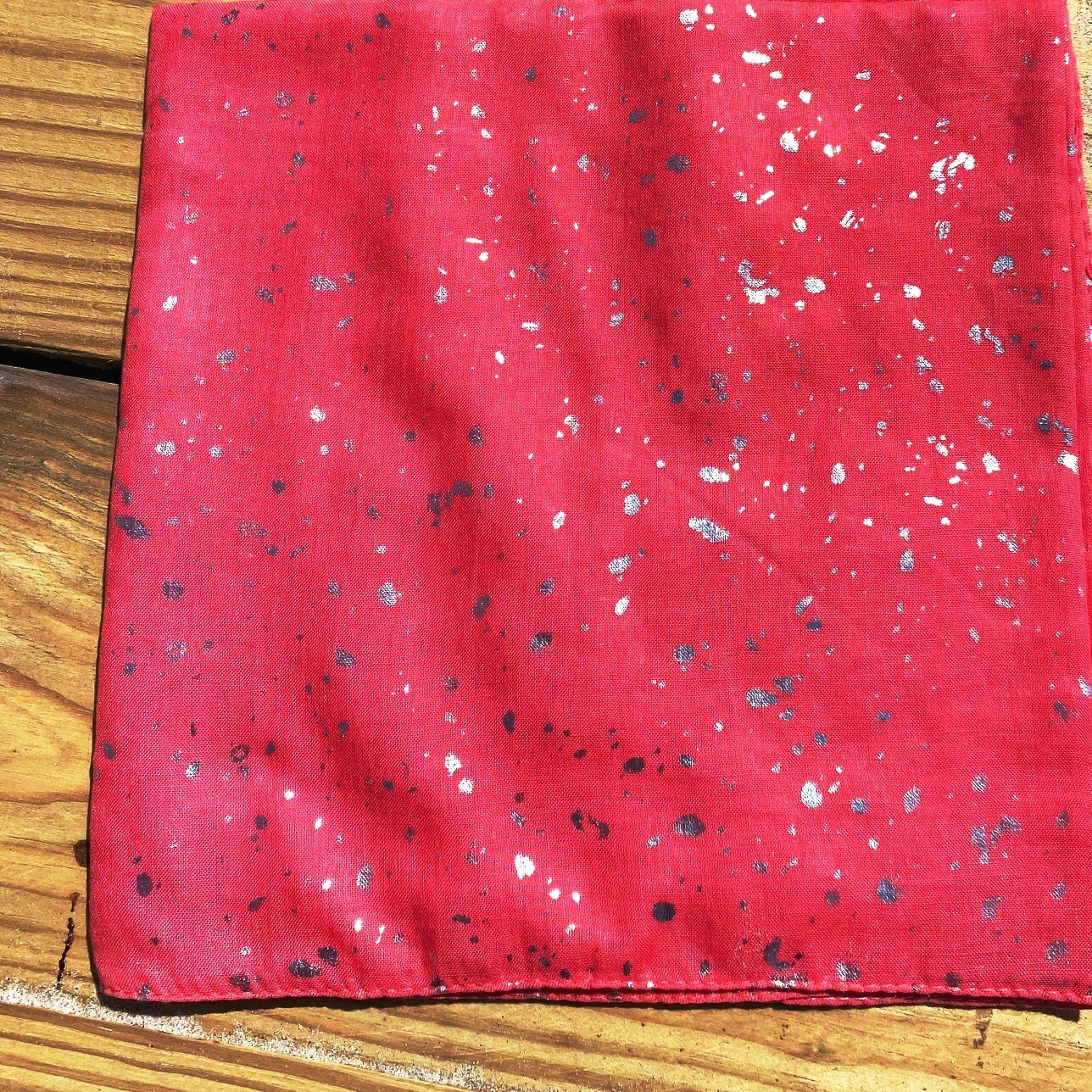 Coral - silver metallic paint splattered tichel
