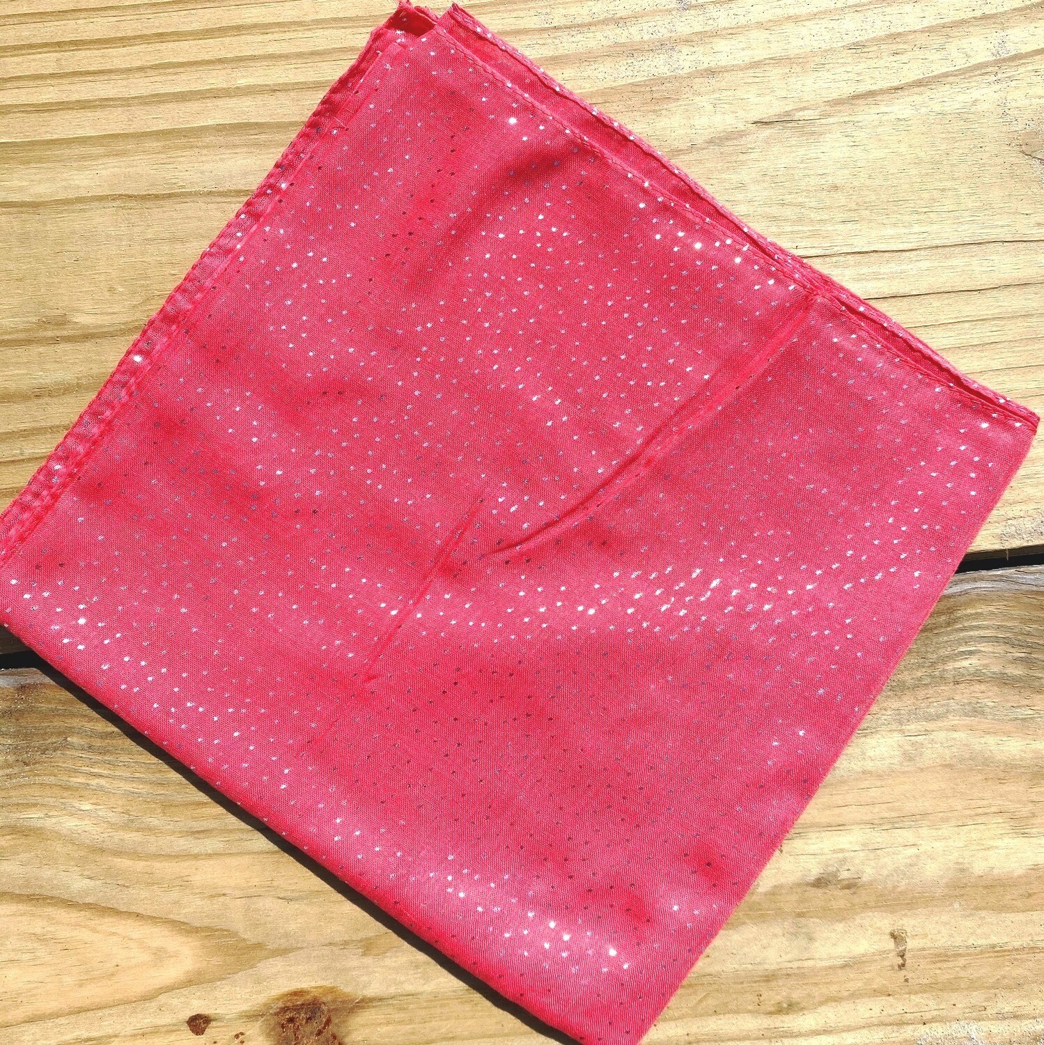 Coral - metallic silver speckled tichel