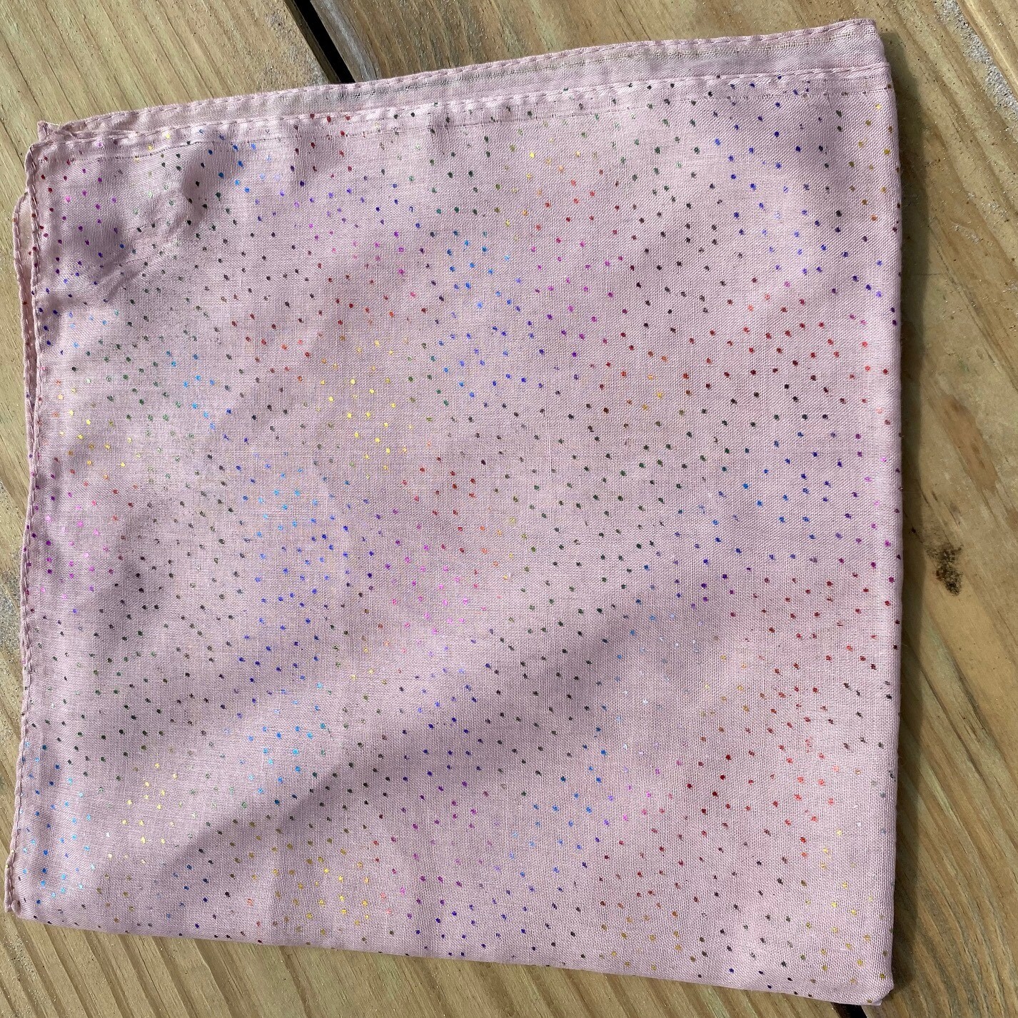 Light pink - metallic colorful speckled tichel