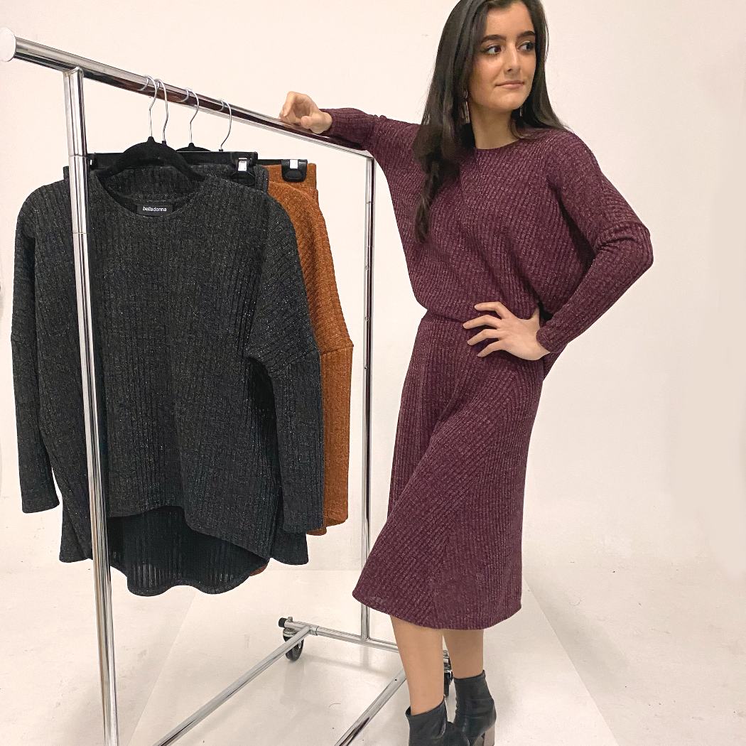 Shimmer ribbed two piece sets