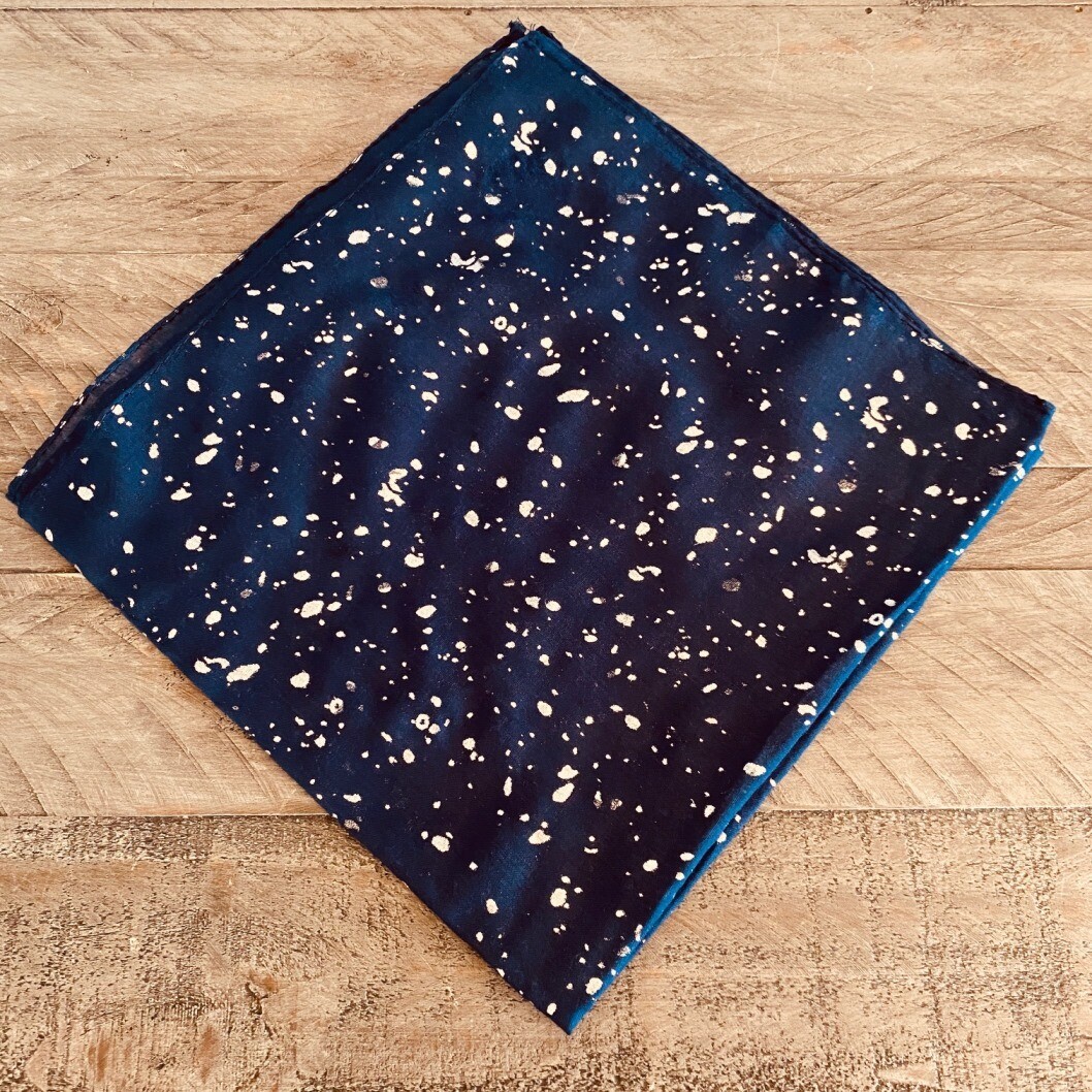 Navy - silver metallic paint splattered tichel