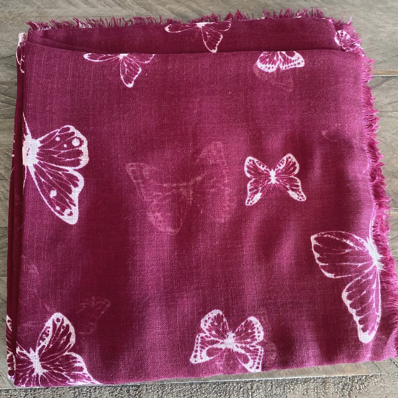 Wine color butterflies fringed tichel