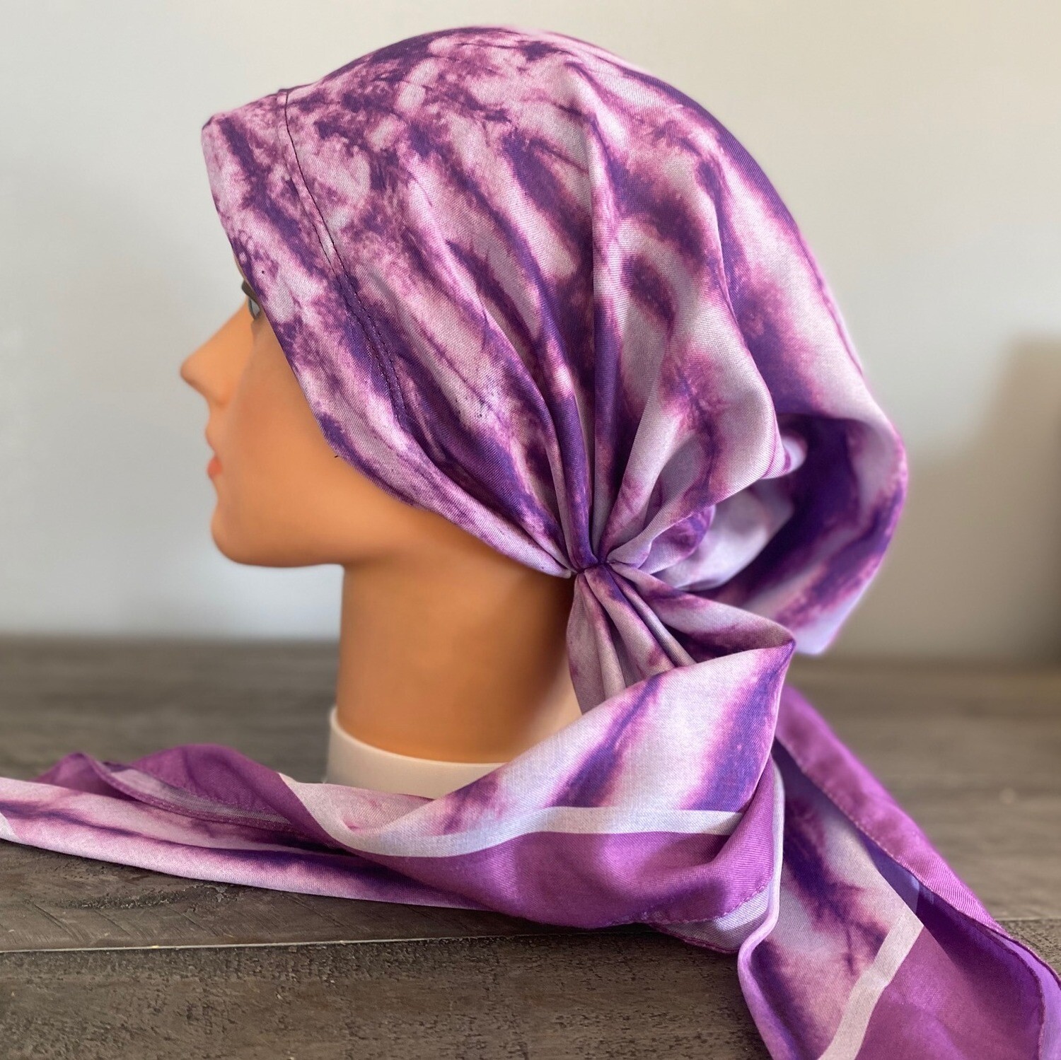 Purple Turkish Tichel w/band sewn in