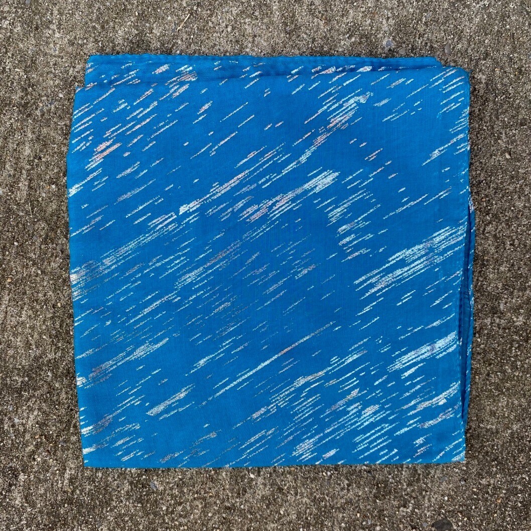 Metallic silver streaked tichel - turquoise