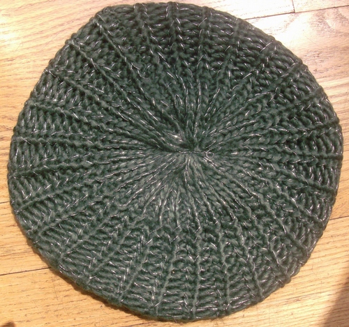 Silver thread beret army green