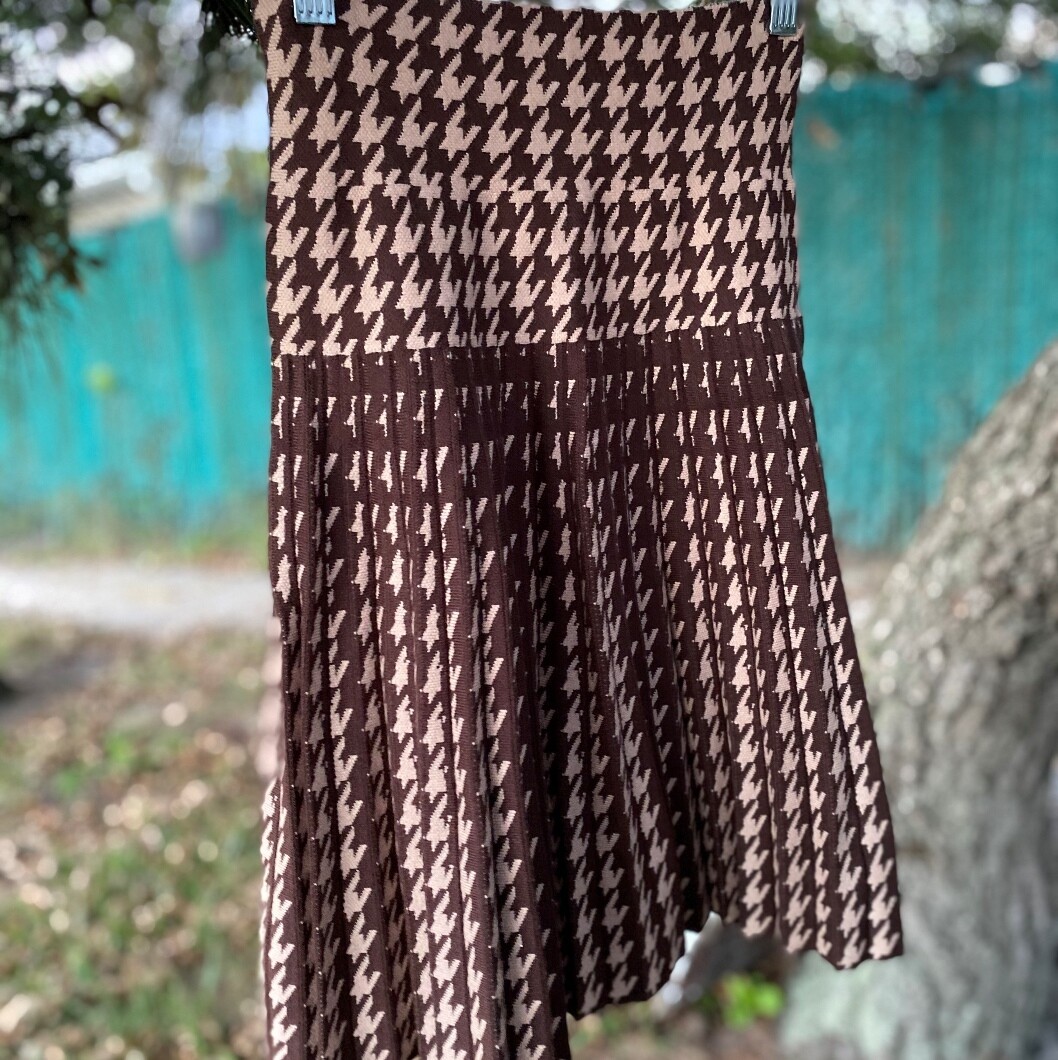 MM pleated skirt - Houndstooth brown
