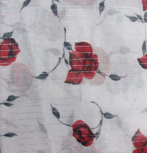 Red flowers on white background tichel