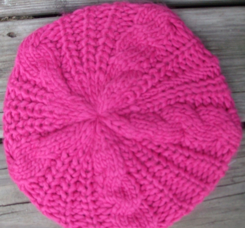 Deep pink chunky beanie beret