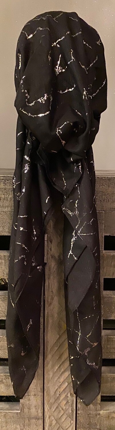 Black/silver - marbled pre-tied tichel