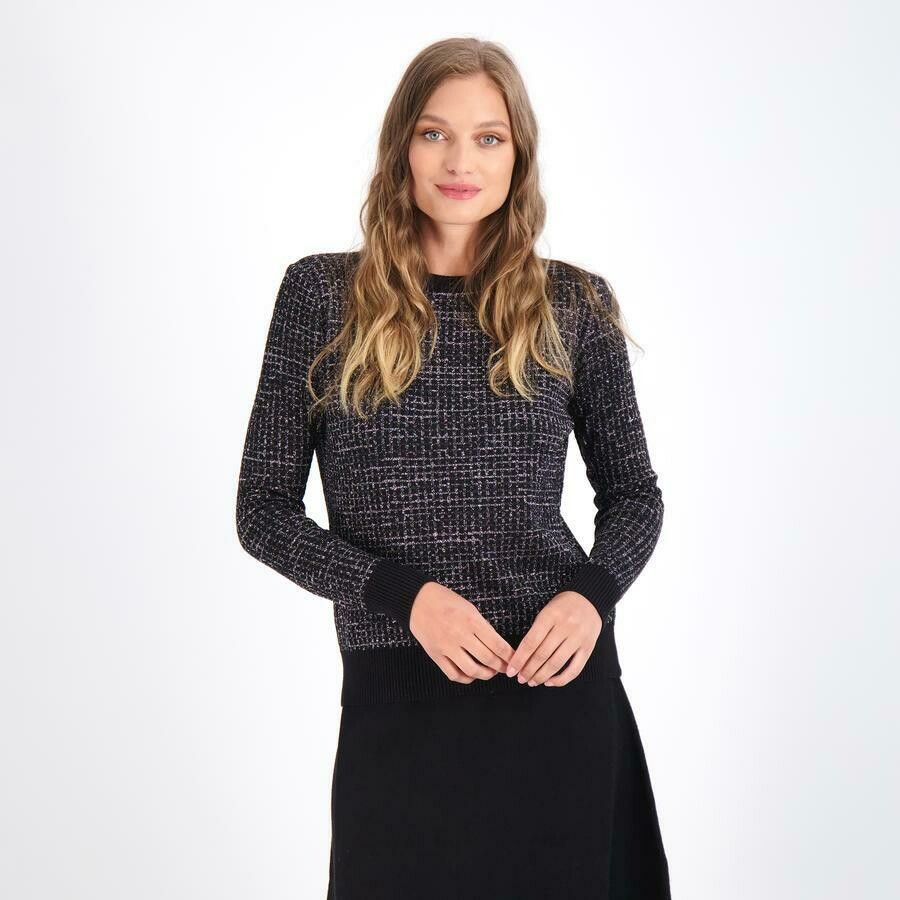 Black silver shimmer grid sweater