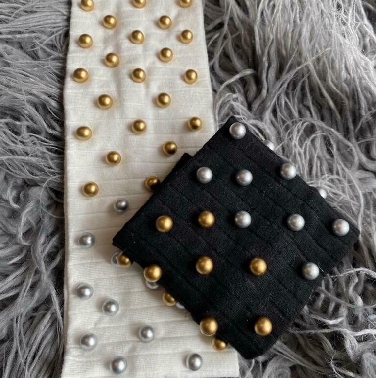 Dual colored pearled flat headbands Narrower