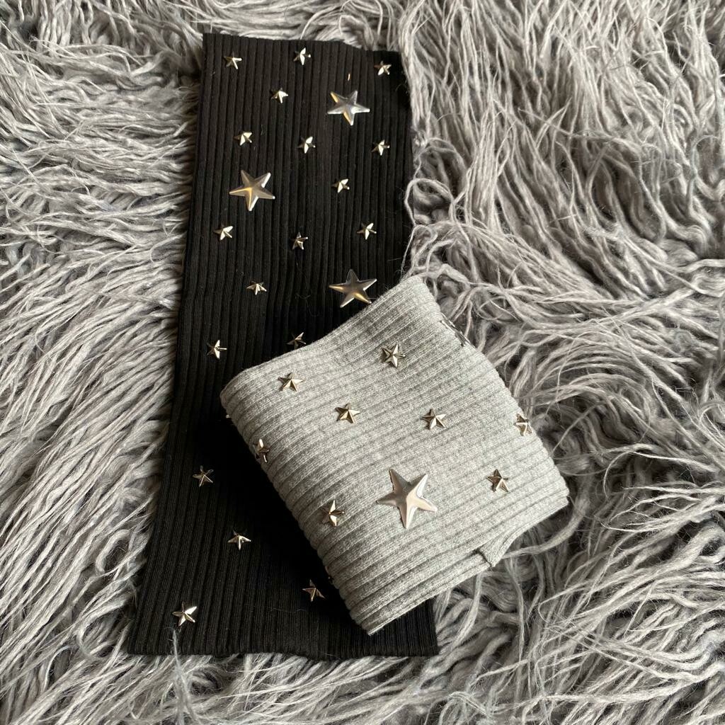 Ribbed flat headbands w/small stars