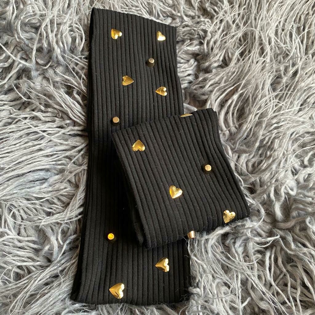 Heart &amp; stud ribbed cotton flat headbands (in a few colors)