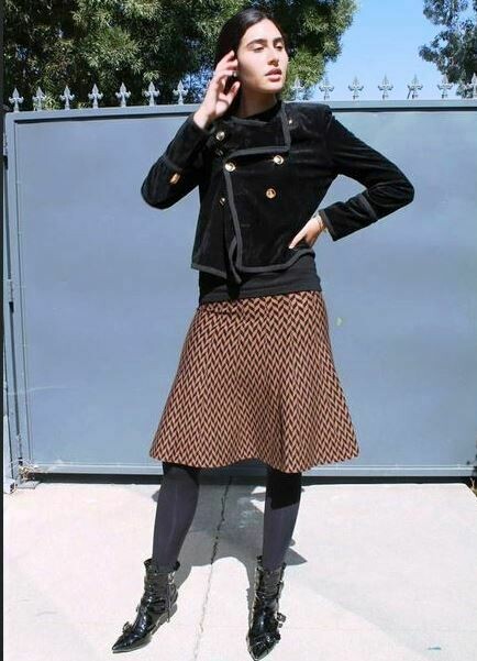 Brown Herringbone skater skirt